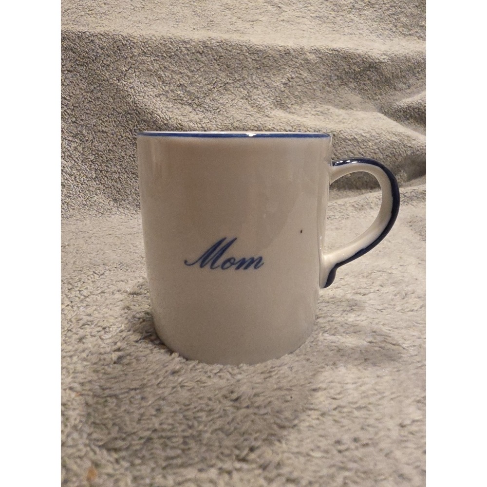 Blue Horizon Fine Porcelain White Mom Coffee Mug Cup Blue Vintage Mother's Day